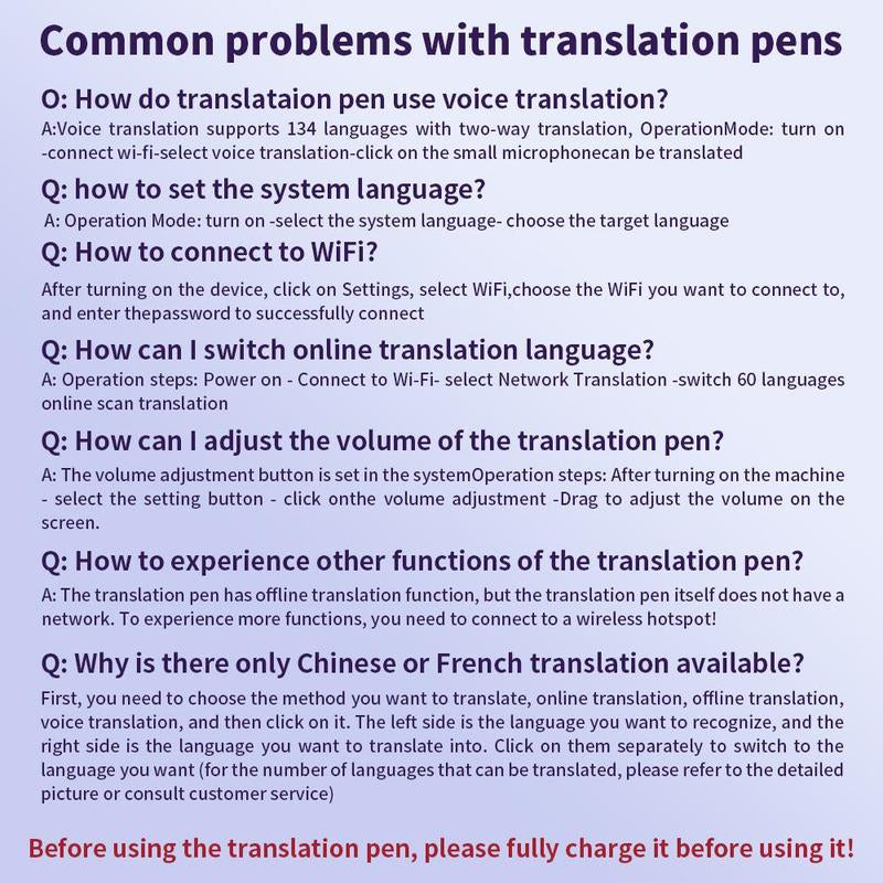 Translation Reading Pens, Auxiliary Tools, 134 Language Translation Devices for Reading Support, Language Learners for Voice Dialogue Translation, Digital Products, Smart, Portable, Mini, Men Gadgets, Portable Translator, Durability