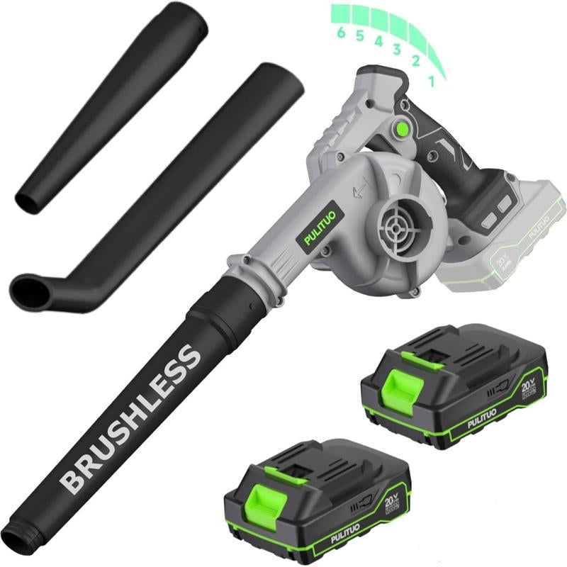 Pulituo Leaf Blower Cordless with 2 Batteries and Charger, 20V Electric Leaf Blower 120MPH Small Leaf Blower, Lightweight Battery Leaf Blower Yard Tools Grass Blowers for Lawn Care Patio Backyard Garden Floor