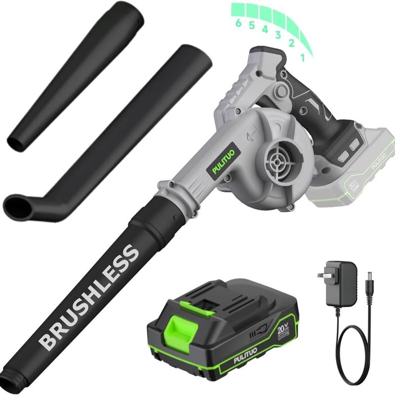 Pulituo Leaf Blower Cordless with 2 Batteries and Charger, 20V Electric Leaf Blower 120MPH Small Leaf Blower, Lightweight Battery Leaf Blower Yard Tools Grass Blowers for Lawn Care Patio Backyard Garden Floor