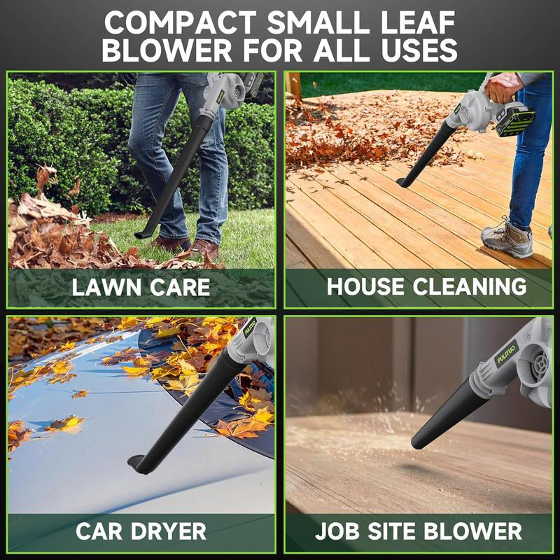 Pulituo Leaf Blower Cordless with 2 Batteries and Charger, 20V Electric Leaf Blower 120MPH Small Leaf Blower, Lightweight Battery Leaf Blower Yard Tools Grass Blowers for Lawn Care Patio Backyard Garden Floor