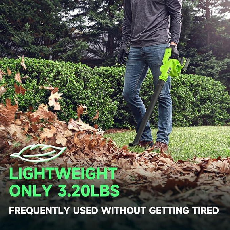 Pulituo Leaf Blower Cordless with 2 Batteries and Charger, 20V Electric Leaf Blower 120MPH Small Leaf Blower, Lightweight Battery Leaf Blower Yard Tools Grass Blowers for Lawn Care Patio Backyard Garden Floor