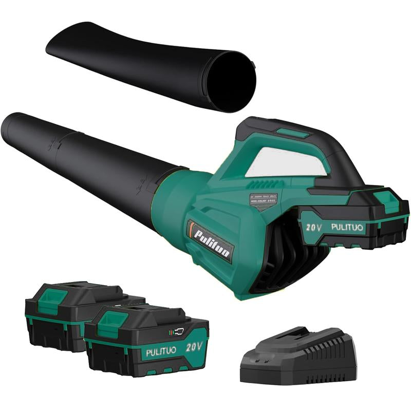 Pulituo Leaf Blower Cordless with 2 Batteries and Charger, 20V Electric Leaf Blower 120MPH Small Leaf Blower, Lightweight Battery Leaf Blower Yard Tools Grass Blowers for Lawn Care Patio Backyard Garden Floor