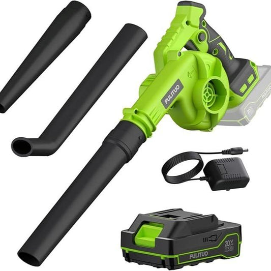 Pulituo Leaf Blower Cordless with 2 Batteries and Charger, 20V Electric Leaf Blower 120MPH Small Leaf Blower, Lightweight Battery Leaf Blower Yard Tools Grass Blowers for Lawn Care Patio Backyard Garden Floor
