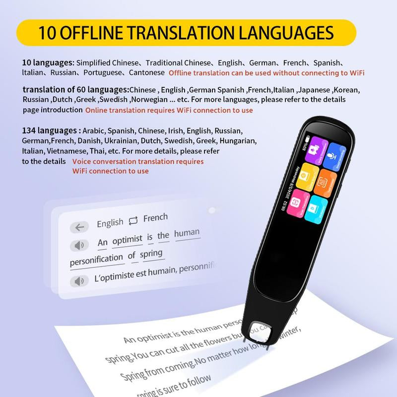 Translation Reading Pens, Auxiliary Tools, 134 Language Translation Devices for Reading Support, Language Learners for Voice Dialogue Translation, Digital Products, Smart, Portable, Mini, Men Gadgets, Portable Translator, Durability