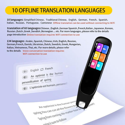 Translation Reading Pens, Auxiliary Tools, 134 Language Translation Devices for Reading Support, Language Learners for Voice Dialogue Translation, Digital Products, Smart, Portable, Mini, Men Gadgets, Portable Translator, Durability