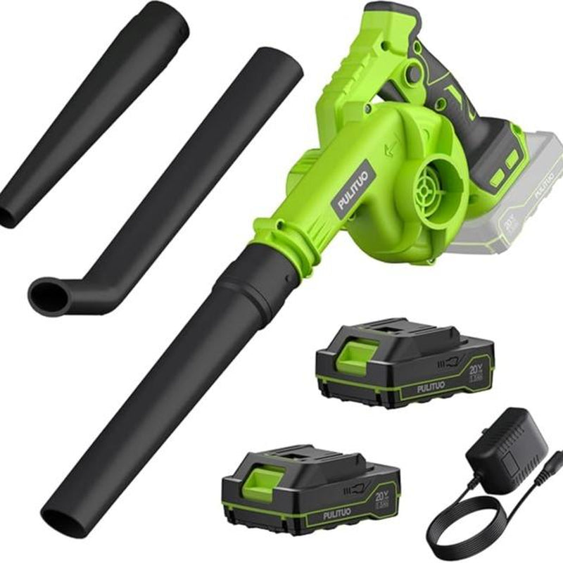 Pulituo Leaf Blower Cordless with 2 Batteries and Charger, 20V Electric Leaf Blower 120MPH Small Leaf Blower, Lightweight Battery Leaf Blower Yard Tools Grass Blowers for Lawn Care Patio Backyard Garden Floor