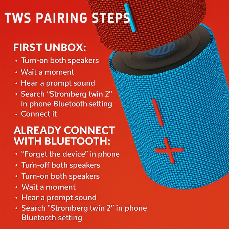 Portable Speaker Bluetooth , Magnetic 2-In-1 Design, Wireless Mini Speaker, IPX4 Water Resistant, up to 10H Playtime, TWS Pairing, BT5.3, FM Radio, for Home/Party/Outdoor/Beach, Electronic Gadgets, Magnetic【Stromberg】【Twin-2】 Stereo Audio