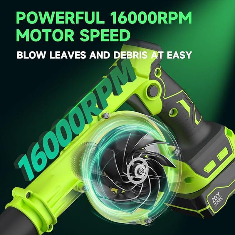 Pulituo Leaf Blower Cordless with 2 Batteries and Charger, 20V Electric Leaf Blower 120MPH Small Leaf Blower, Lightweight Battery Leaf Blower Yard Tools Grass Blowers for Lawn Care Patio Backyard Garden Floor