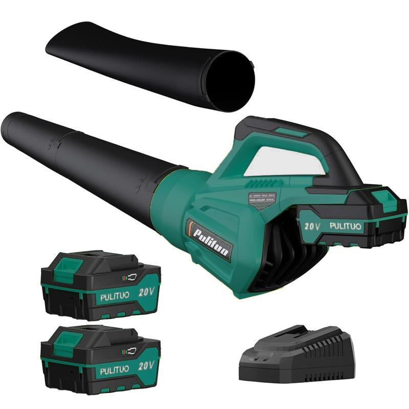Pulituo Leaf Blower Cordless with 2 Batteries and Charger, 20V Electric Leaf Blower 120MPH Small Leaf Blower, Lightweight Battery Leaf Blower Yard Tools Grass Blowers for Lawn Care Patio Backyard Garden Floor