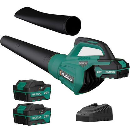 Pulituo Leaf Blower Cordless with 2 Batteries and Charger, 20V Electric Leaf Blower 120MPH Small Leaf Blower, Lightweight Battery Leaf Blower Yard Tools Grass Blowers for Lawn Care Patio Backyard Garden Floor