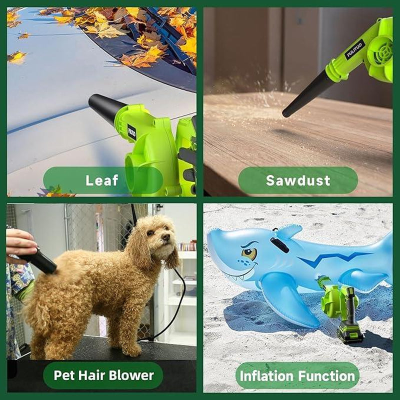 Pulituo Leaf Blower Cordless with 2 Batteries and Charger, 20V Electric Leaf Blower 120MPH Small Leaf Blower, Lightweight Battery Leaf Blower Yard Tools Grass Blowers for Lawn Care Patio Backyard Garden Floor